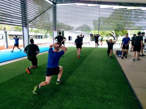 Soldiers working out