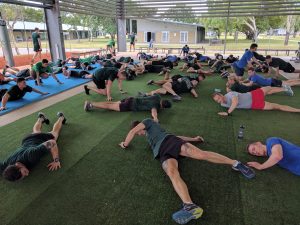 Soldiers working out