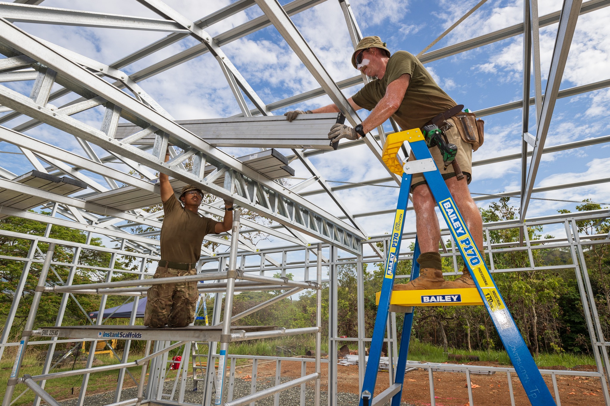 Sappers working on a buildings construction.