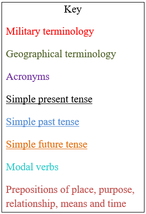 Text color table