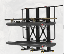 Two NATO stretcher brackets on a wall mounted frame