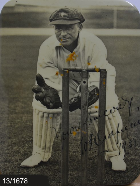 Bert Oldfield wicket-keeper for the Australian Test Cricket Team