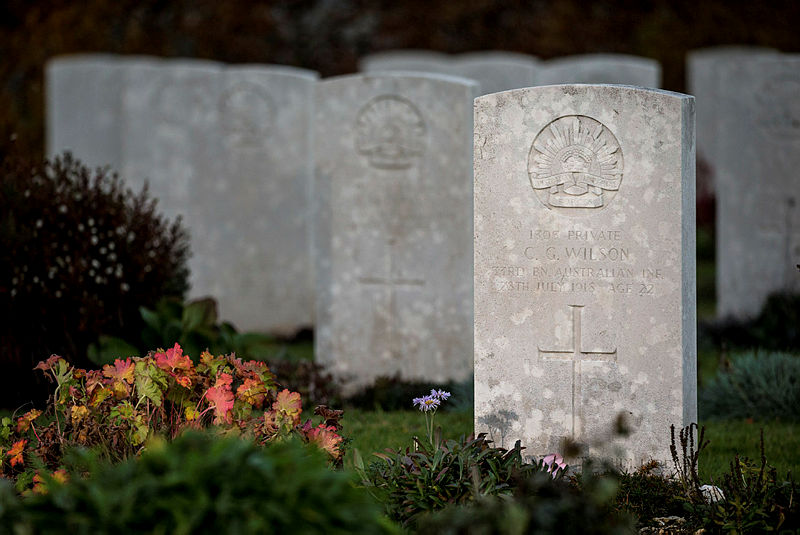 A headstone memorial