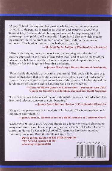 Leadership without easy answers_Back cover