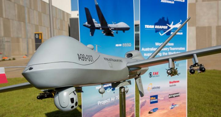 Model of the General Atomics MQ-9 Reaper at announcement of its selection at RAAF Base Edinburgh.