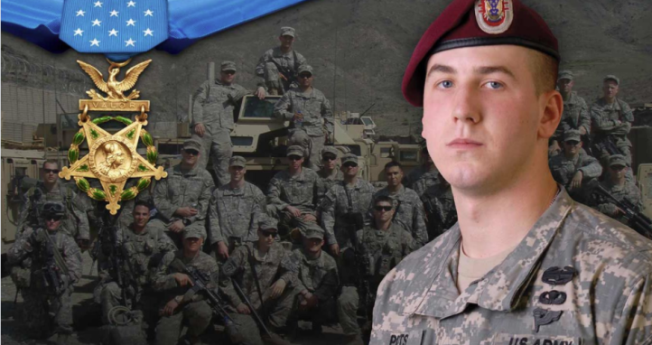 Ryan Pitts with his medal of honour.