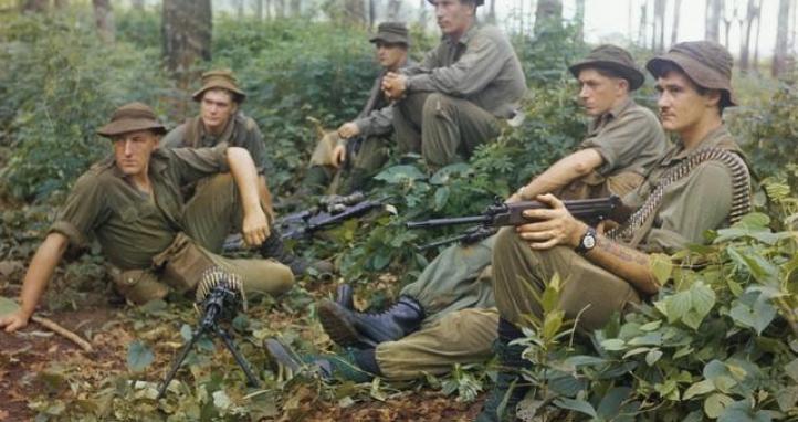 Soldiers waiting in the jungle