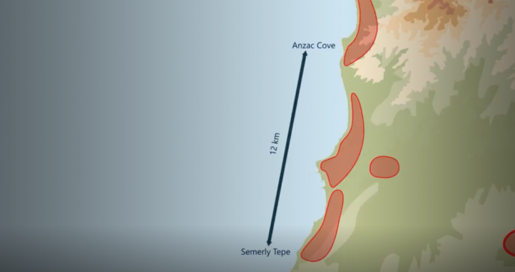 A map of ANZAC Cove.