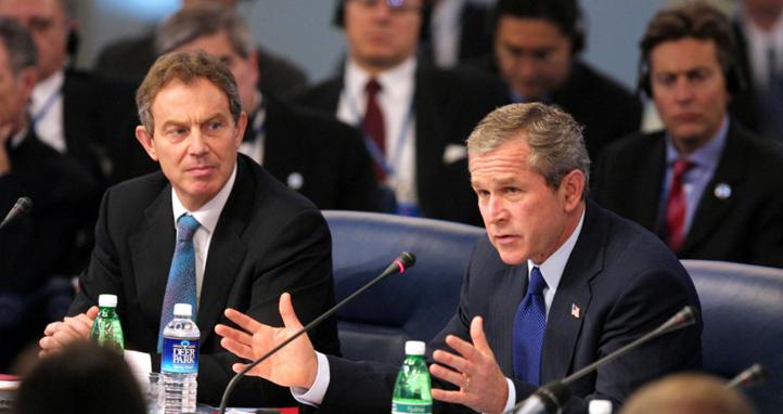 George W. Bush and Tony Blair in 2002.