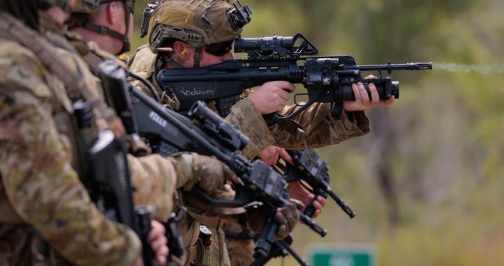 Soldier holding a gun.