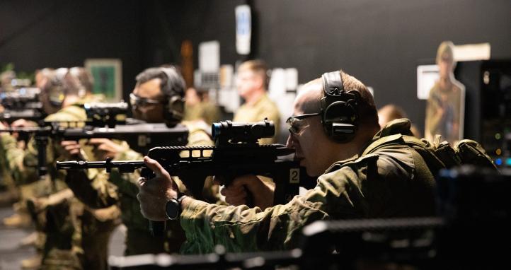 Soldiers undertaking weapons training.