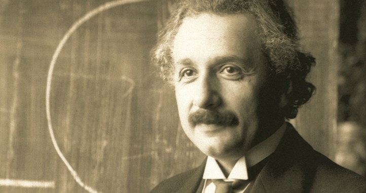 Albert Einstein during a lecture in Vienna in 1921.