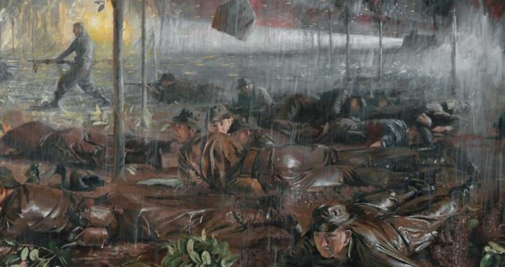 A reconstruction of the Battle of Long Tan, Vietnam,18 August 1966 by Bruce Fletcher.