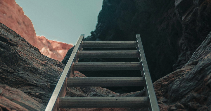 Ladder leading up a gorge