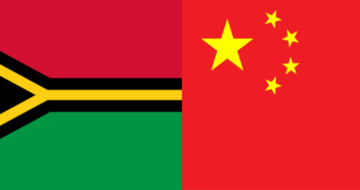 The flags of Vanuatu and China