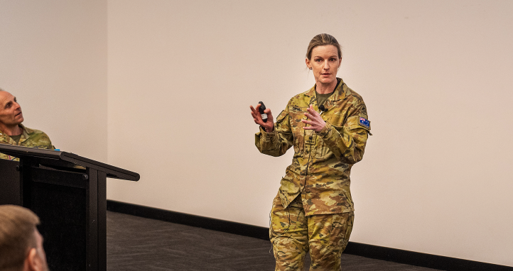 Major Angela Uphill presenting at HPO symposium