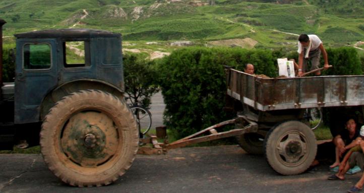 A tractor in North Korea