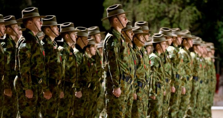 Australian Army recruits from Delta Company, 1st Recruit Training Battalion, conduct drill lessons.