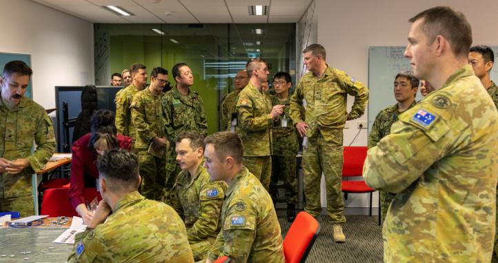 Head Land Capability, Major General Richard Vagg, observes Australian Army soldiers and their counterparts from the Japan Ground Self-Defense Force, during Exercise Mirai Bridge.