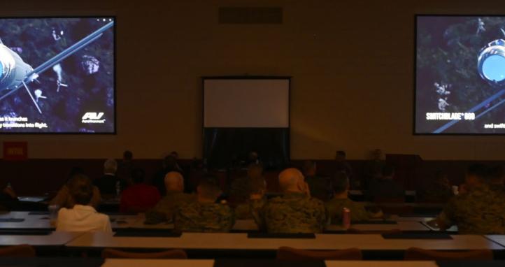 The Switchblade 600 loitering munition (picture on screens) was one of the systems used to engage AI identified targets during the Australian Army/United States Marine Corps demonstration held in Northern Virginia.