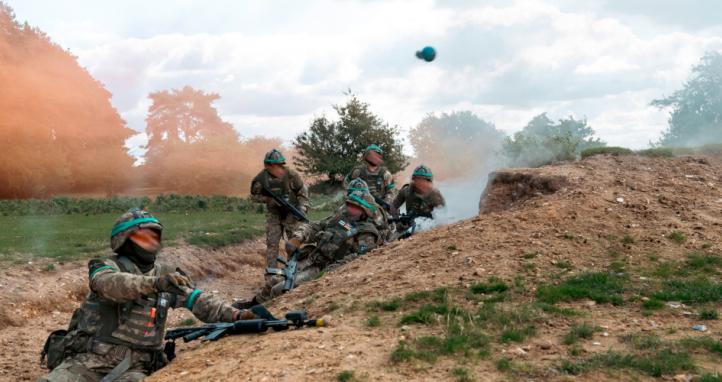 Armed Forces of Ukraine soldiers conduct a trench clearance serial as part of OP KUDU Rotation 10 in the United Kingdom.