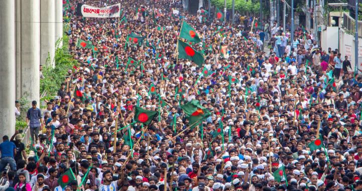 The victory celebration of Bangladeshi student's one point movement