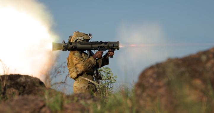 Australian Army soldiers from the 1st Battalion, Royal Australian Regiment conduct a live-fire with the 84mm Medium Direct Fire Support Weapon M3 as part of the Basic Direct Fire Support Weapons (DFSW) course at Townsville Field Training Area, Queensland.