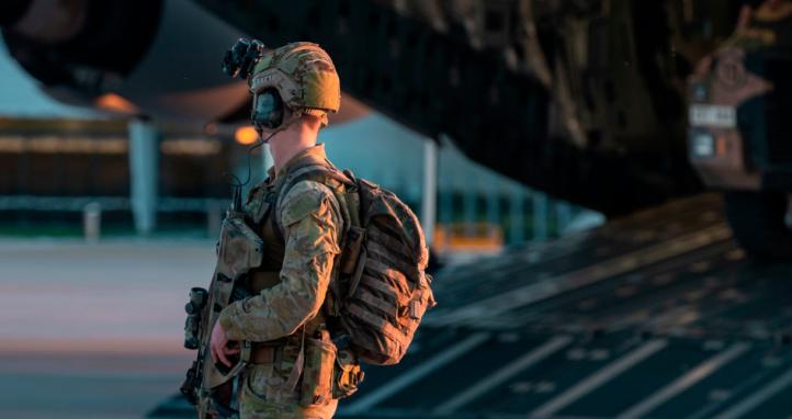 A Royal Australian Air Force Airfield Defence Guard secures Wellcamp Airport, Toowoomba.