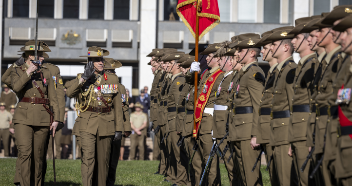 The 41st Chief of the Australian Army, Lieutenant General Simon Stuart, AO, DSC, at the Change of Command Ceremony for the Chief of Army.