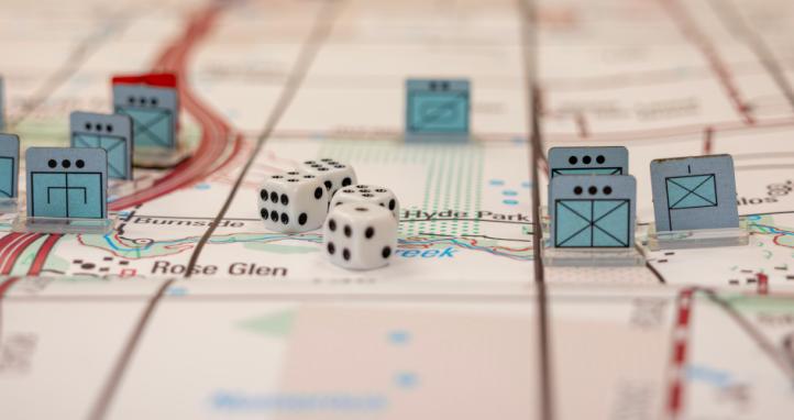 A game of Australian Combined Arms, developed by the Army Battle Lab, on display during the ADF Wargame Facilitators Course at the Australian War College in Canberra.