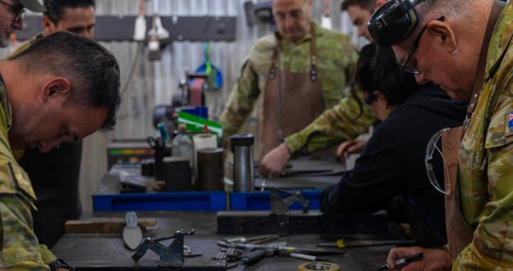Australian Army soldiers make Australian Coastwatcher Knives as part of Project Coastwatcher at Tharwa Valley Forge in NSW.