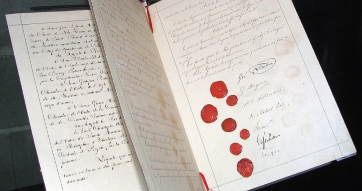 Facsimile of the original first Geneva Convention from 1864