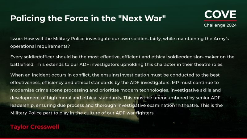 Policing the Force in the "Next War"