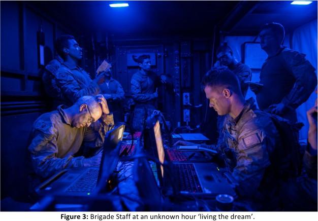 Brigade Staff at an unknown hour ‘living the dream’.