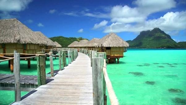 Resort huts on the water