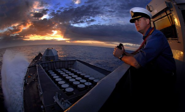 CMDR Rob Wilson RN on HMS Somerset Aegean Sea