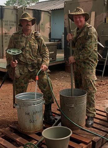 Soldiers about to do their washing