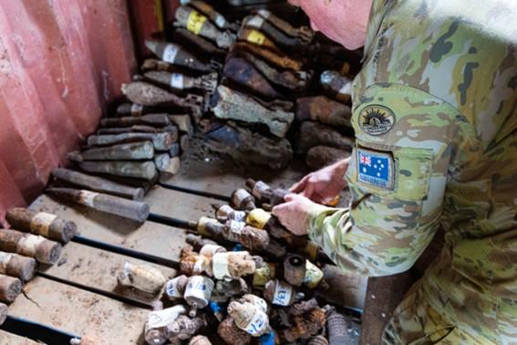 Explosive Remnants of War (ERW) found on the Island of Nauru, ready for disposal during Operation Render Safe (2024).
