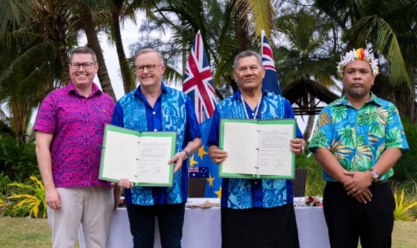 Falepili Union signed by Australian Prime Minister Anthony Albanese and Tuvalu Prime Minister Kausea Natano on 10 November 2023