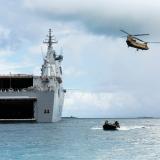 HMAS Canberra off the coast of Tonga.