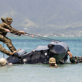 Soldiers conduct 'man over board' drills.