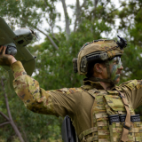 Gunners prepare to launch a Wasp III Small Unmanned Aircraft System (SUAV).