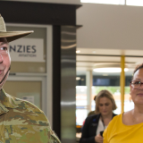 Commander Joint Force Task 646, Brigadier Doug Laidlaw, CSC, talks with the High Commissioner of Fiji.