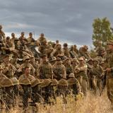 Commanding Officer of the 1st Battalion, The Royal Australian Regiment Lieutenant Colonel Brent Hughes addresses the battalion during the Coral Day field ceremony at the completion of Exercise Brolga Run 23 at Townsville Field Training Area, Queensland.