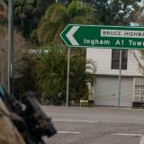 Soldiers from the Australian Army and Republic of Fiji Military Forces secure the township of Ingham during a simulated non-combatant evacuation operation.