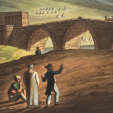 Jacob's Bridge, between the lakes of Tiberia, with the tents of the British Army pitched on the mountain side and the tents of the and the Aga of the Janisaries, c. October 1799, during the Defence of the Ottoman Empire against General Bonaparte