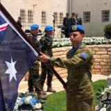 The Australian flagbearer for the 75th anniversary to the United Nations Truce Supervision (UNTSO) commemorative event in Jerusalem, Israel on 29 May 2023.