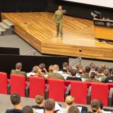Trainee Officers at the Australian Defence Force Academy attending a classroom lesson.