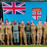 Solomons’ International Assistance Force (SIAF) Australian, New Zealand and Fijian members at the Transfer of Command Authority Parade on 8th December 2023 in Honiara, Solomon Islands.