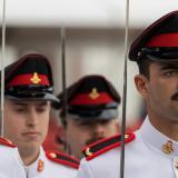 Staff Cadets of the Royal Military College march onto the parade ground.